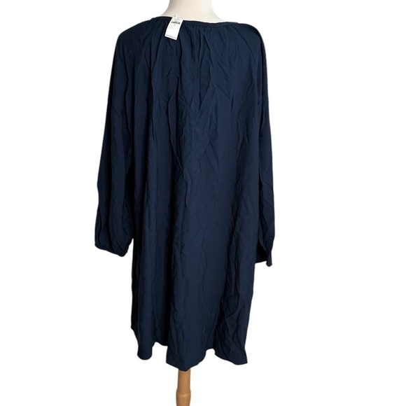 NEW BANANA REPUBLIC CREPE BALLOON-SLEEVE SHIFT NAVY BLUE DRESS SIZE XL - Picture 3 of 8